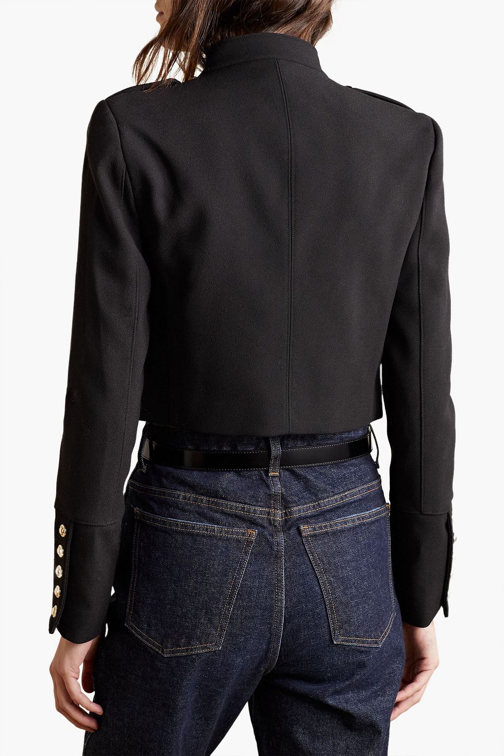MICHAEL MICHAEL KORS Cropped button-embellished grain de poudre jacket
