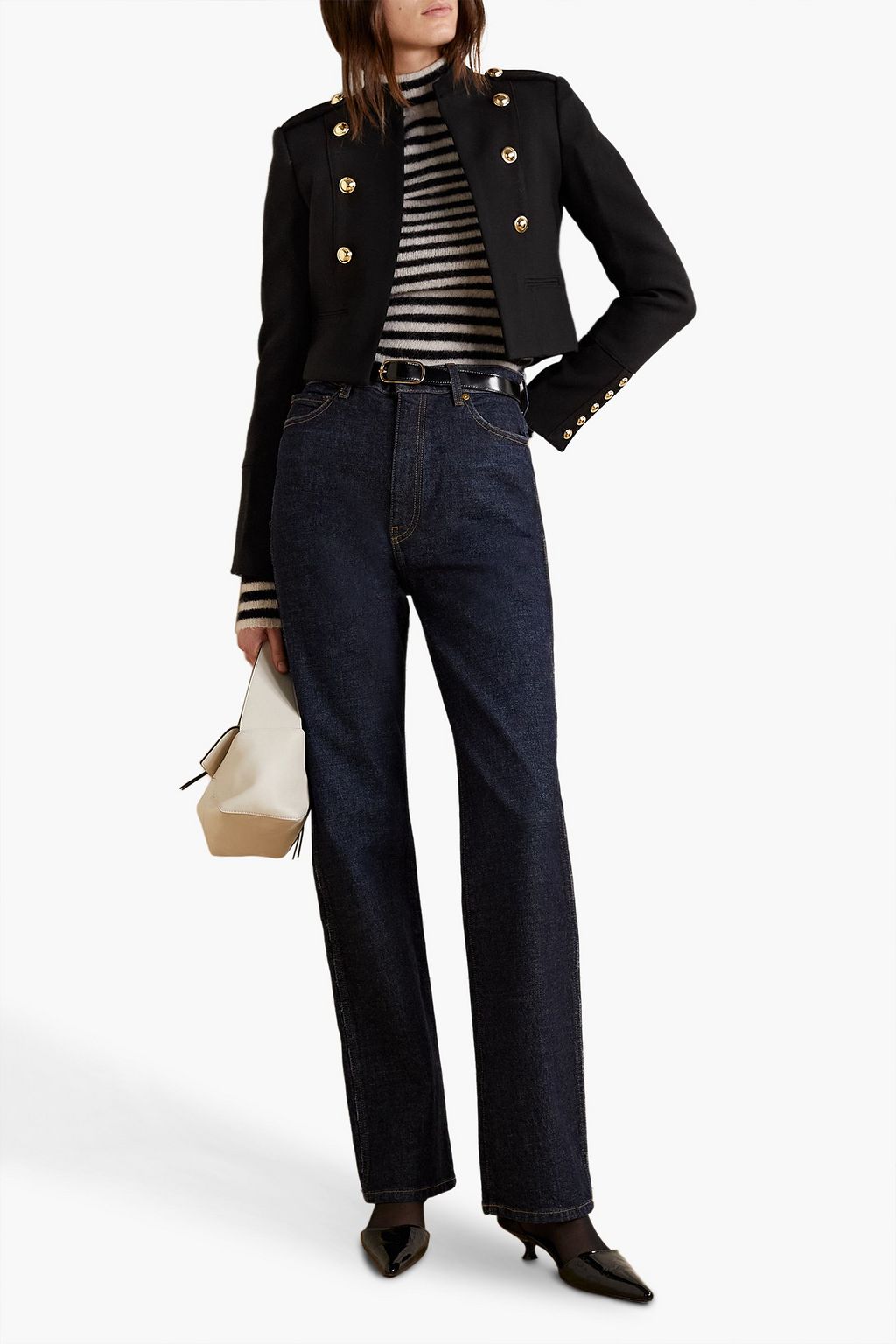 MICHAEL MICHAEL KORS Cropped button-embellished grain de poudre jacket