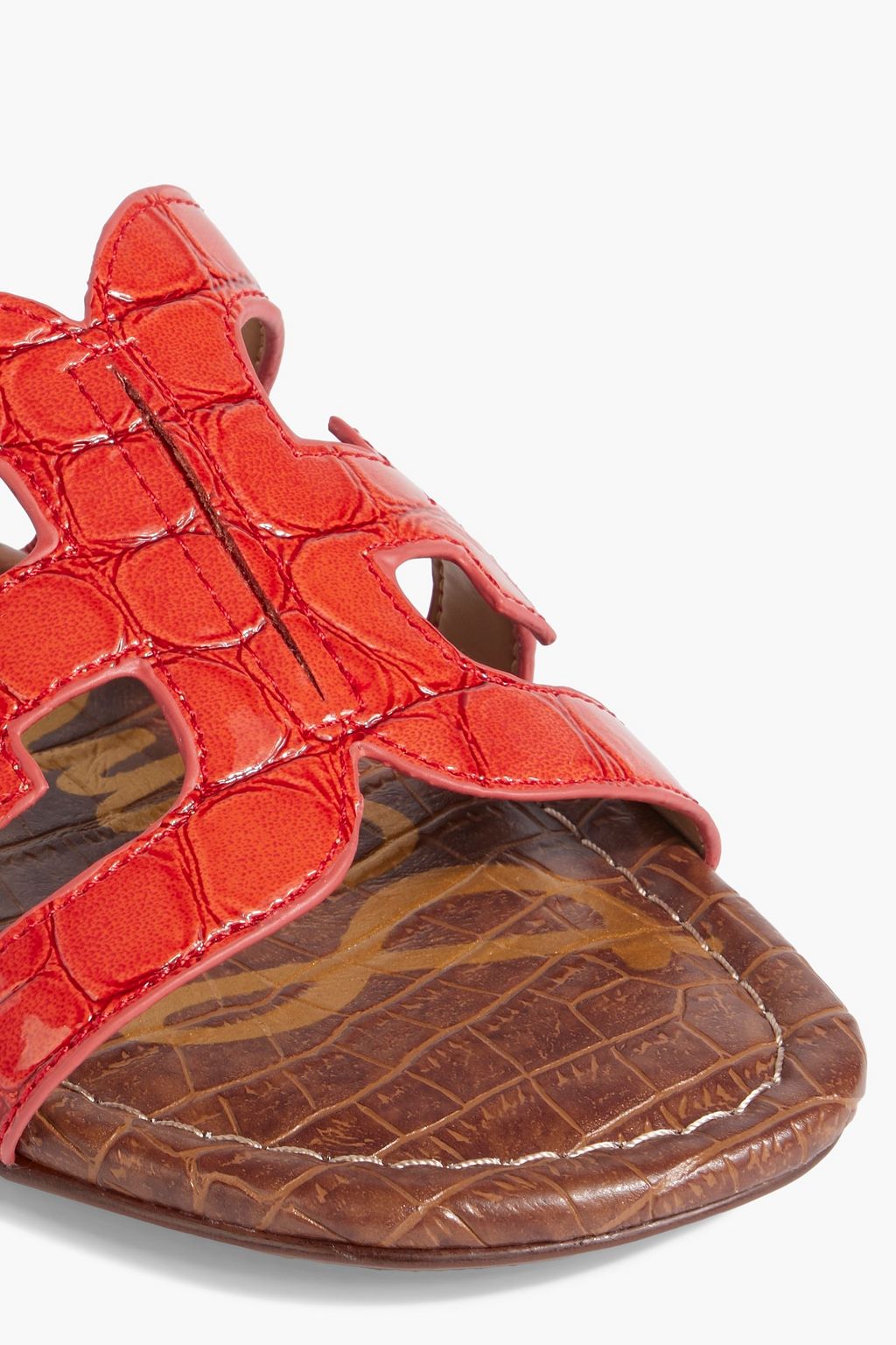 SAM EDELMAN Bay croc-effect faux patent-leather sandals