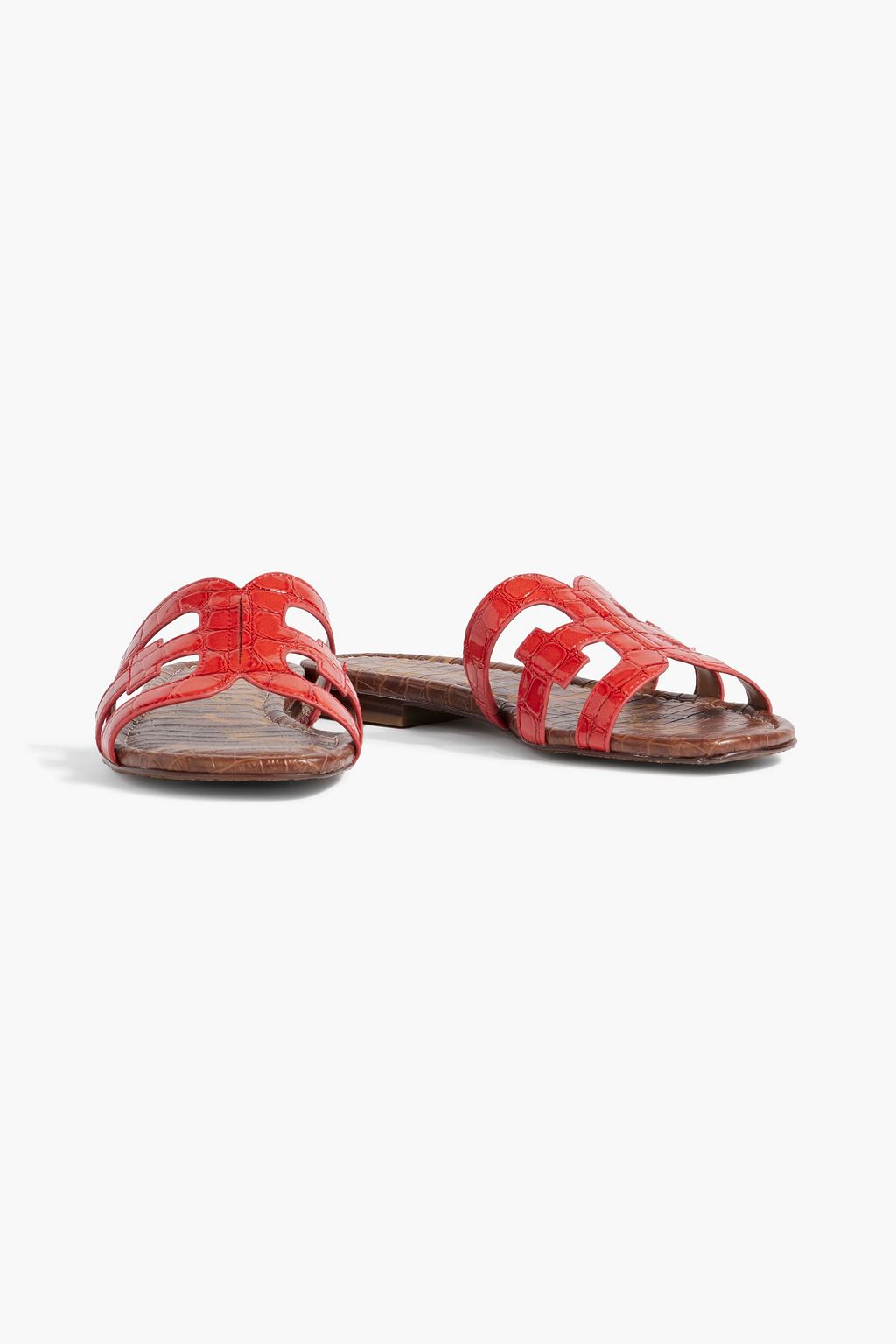 SAM EDELMAN Bay croc-effect faux patent-leather sandals