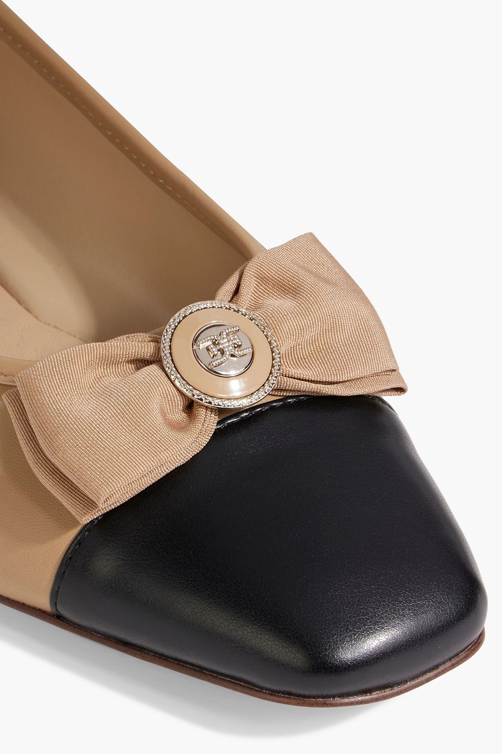 SAM EDELMAN Marlina bow-embellished two-tone leather ballet flats