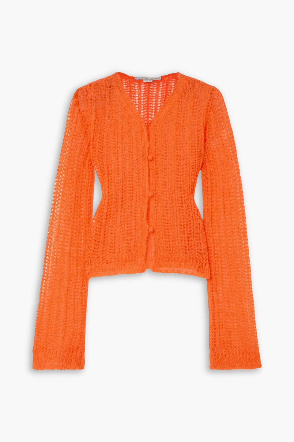 Stella Mccartney Open Knit Alpaca-blend Cardigan In Orange
