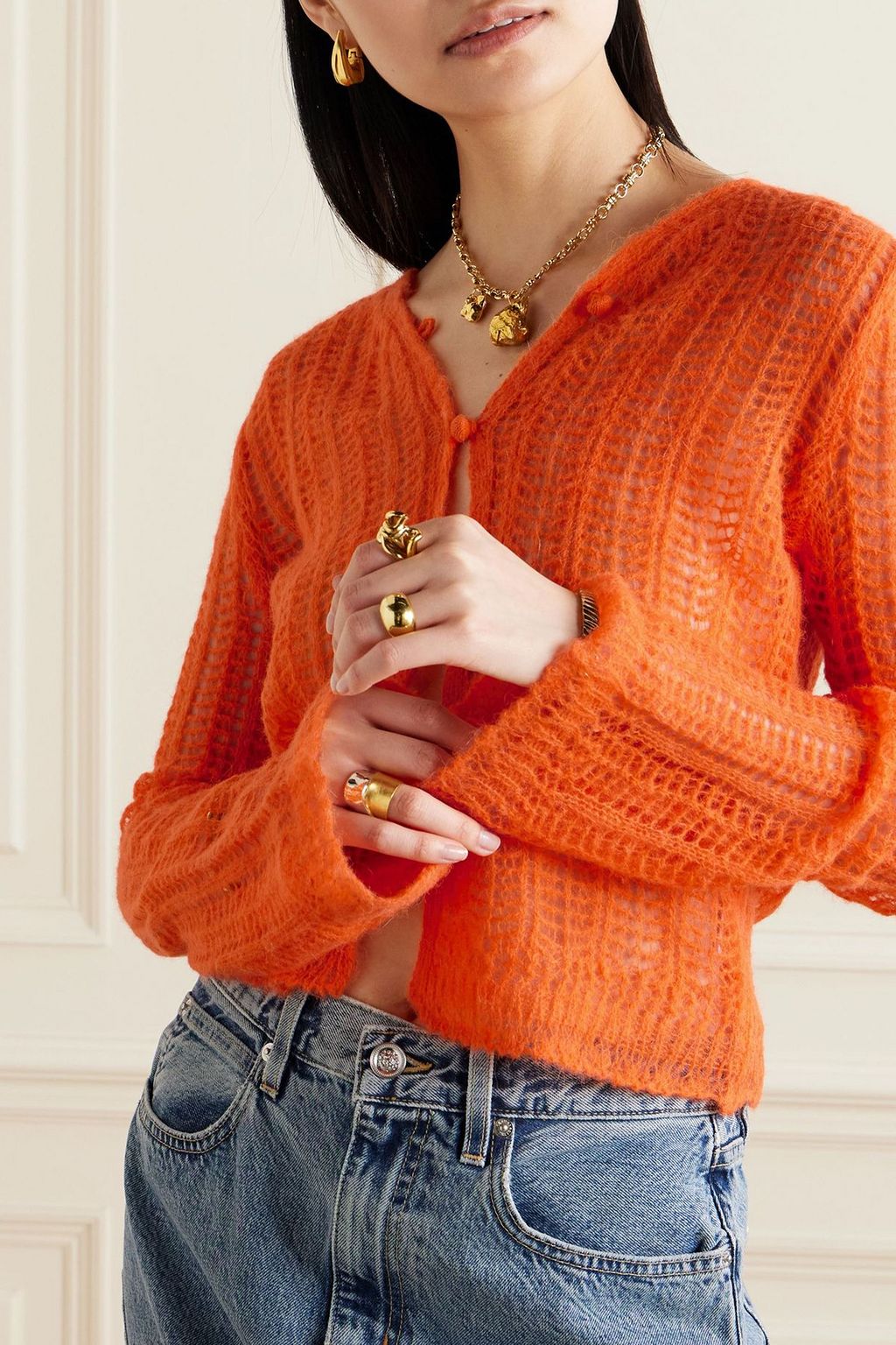 STELLA MCCARTNEY Open knit alpaca-blend cardigan