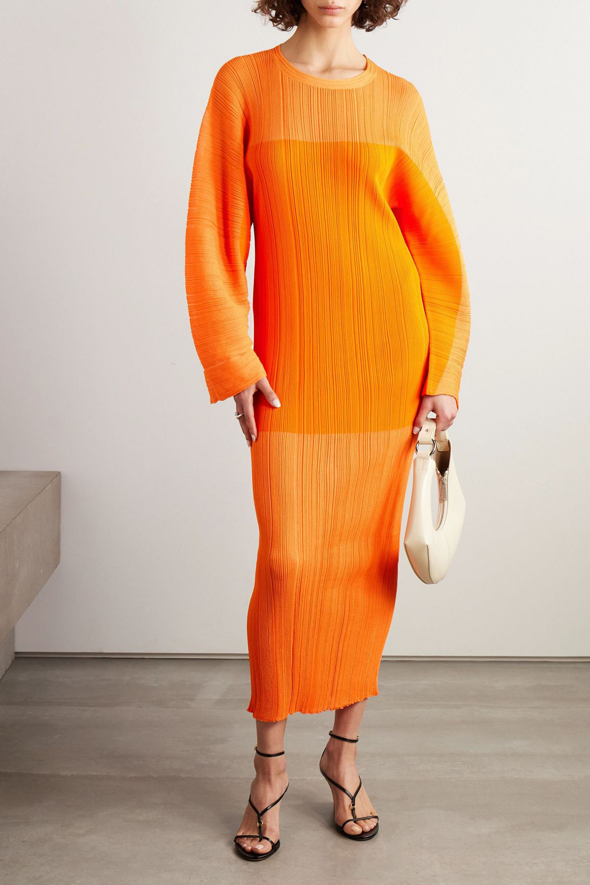 Stella McCartney Plissé-knit midi dress
