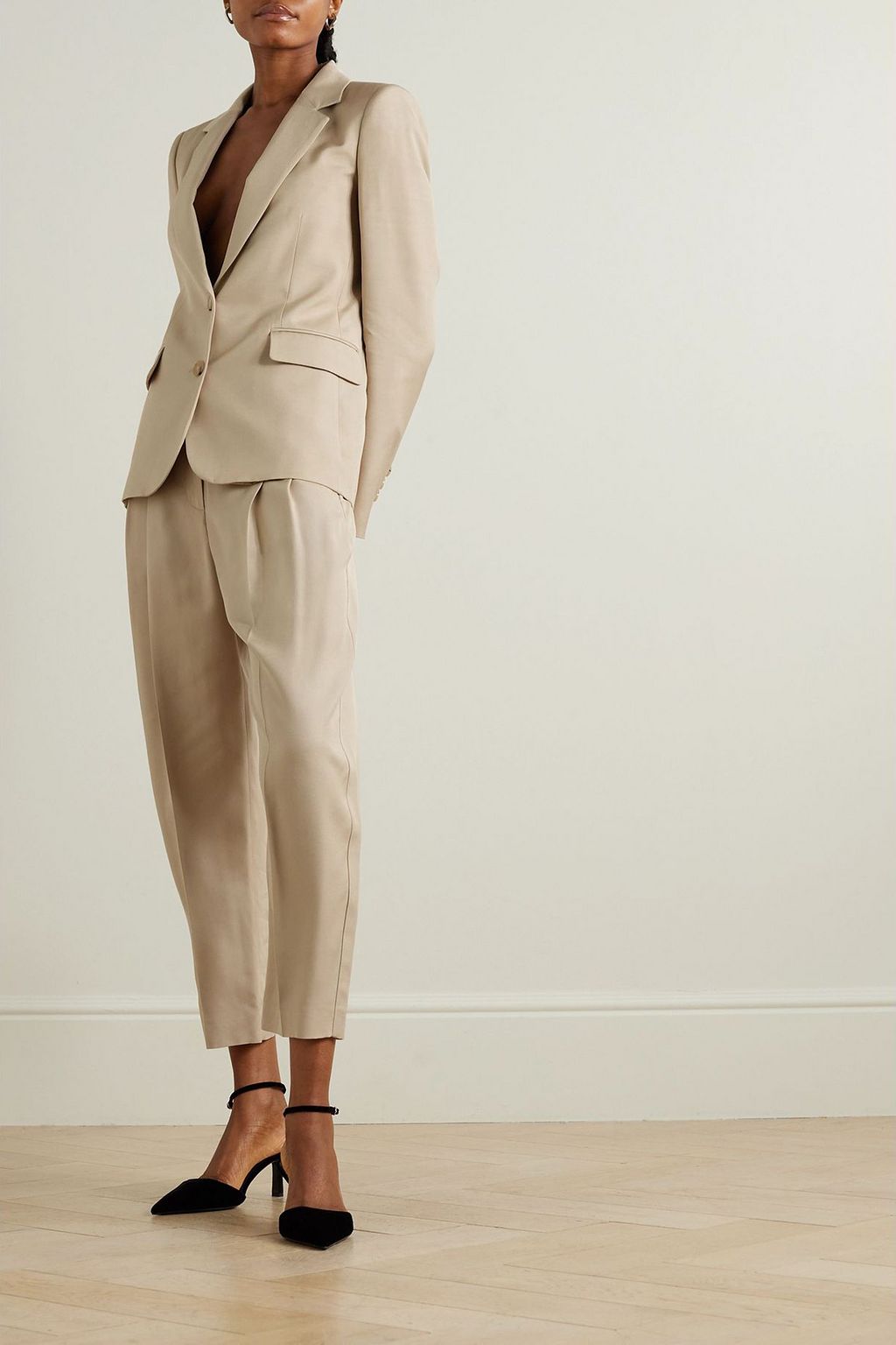 STELLA MCCARTNEY Pleated woven tapered pants