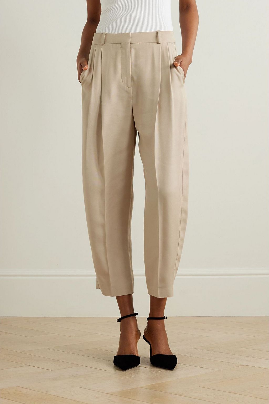 STELLA MCCARTNEY Pleated woven tapered pants