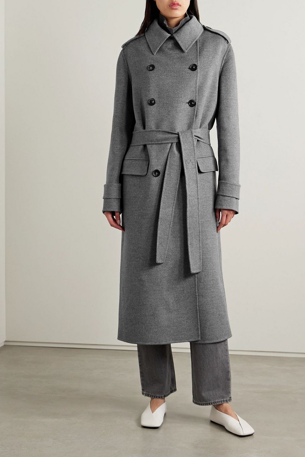 STELLA MCCARTNEY Belted double-breasted wool-felt trench coat