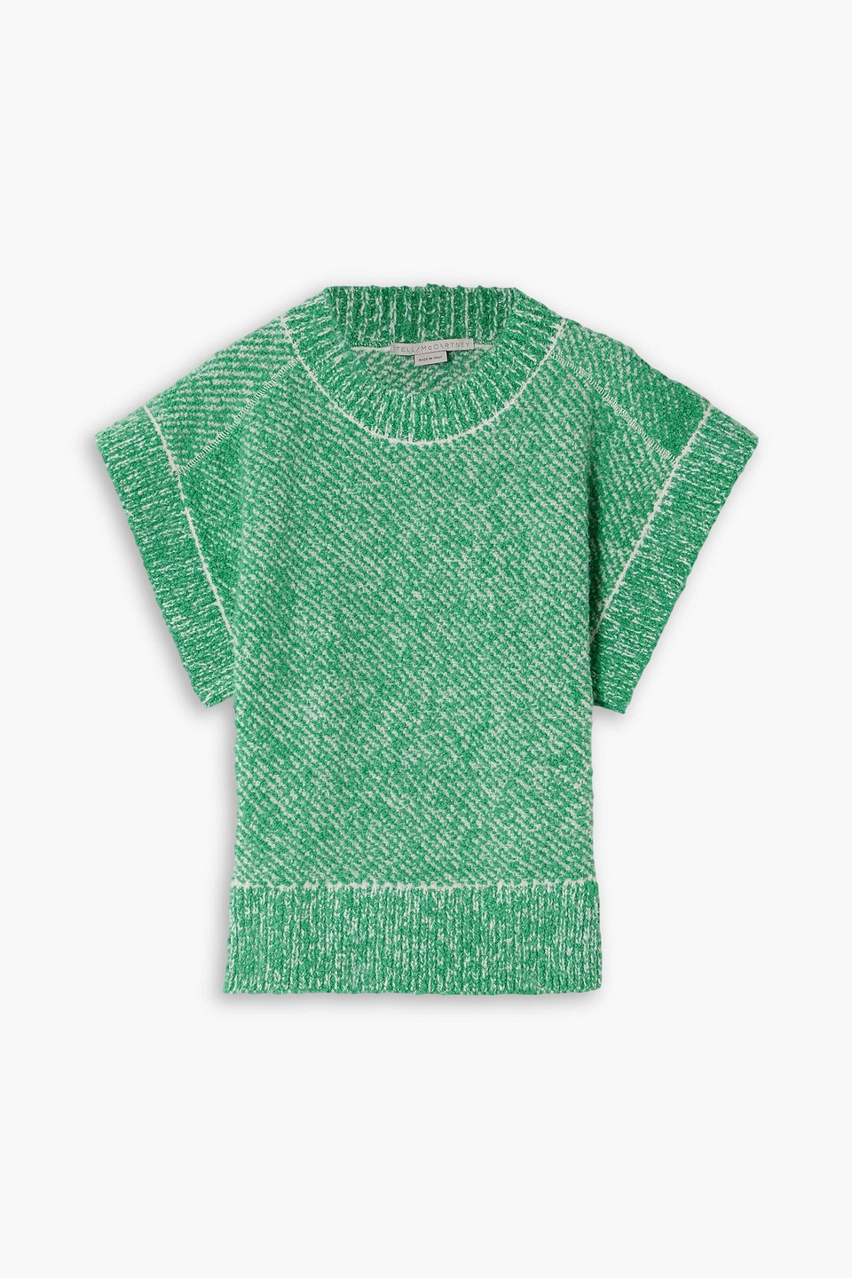 Stella Mccartney Two-tone Bouclé-tweed Sweater In Green