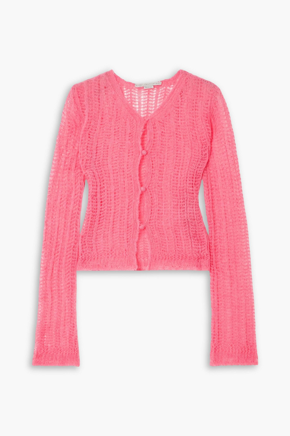 Stella Mccartney Open Knit Alpaca-blend Cardigan In Pink