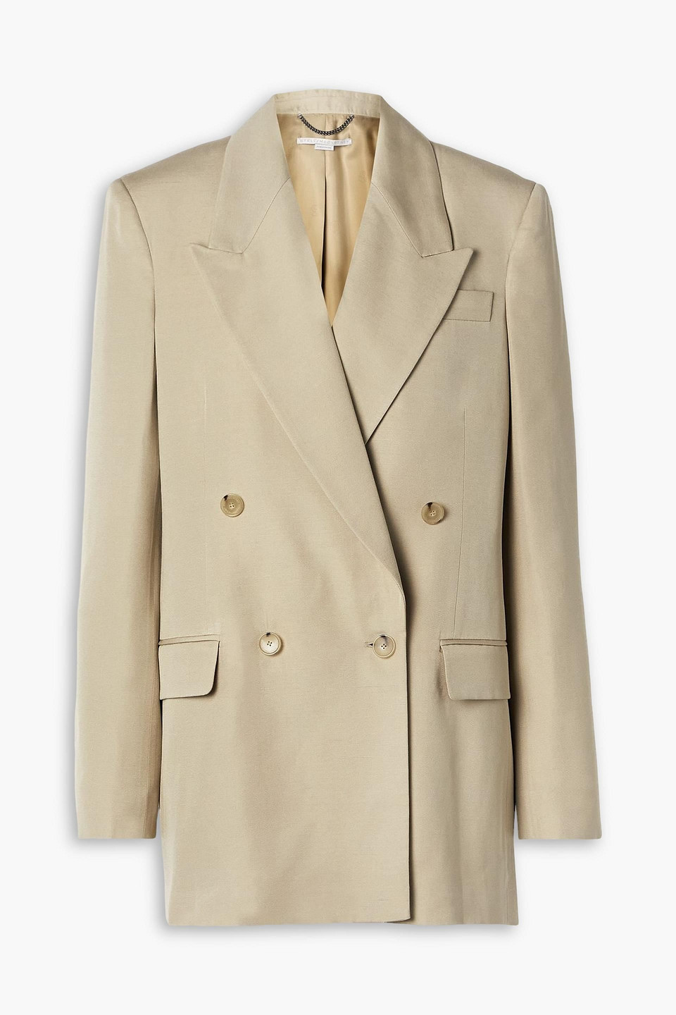 Stella Mccartney Double-breasted Slub Woven Blazer In Neutral