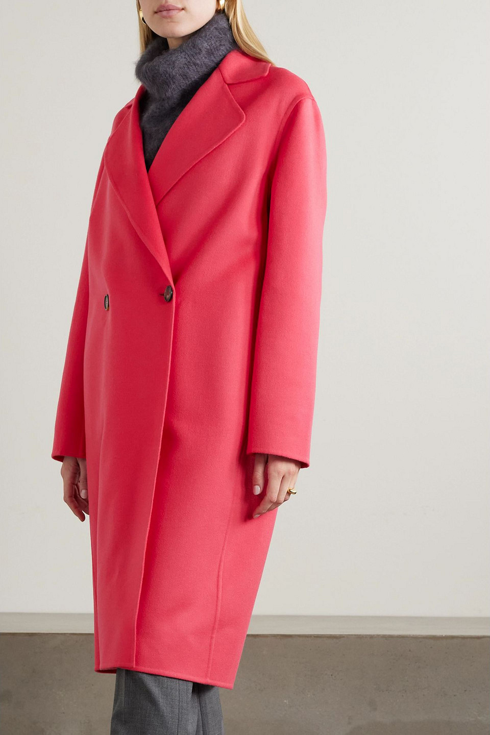 Stella Mccartney Iconic Double-breasted Wool Peacoat In Pink