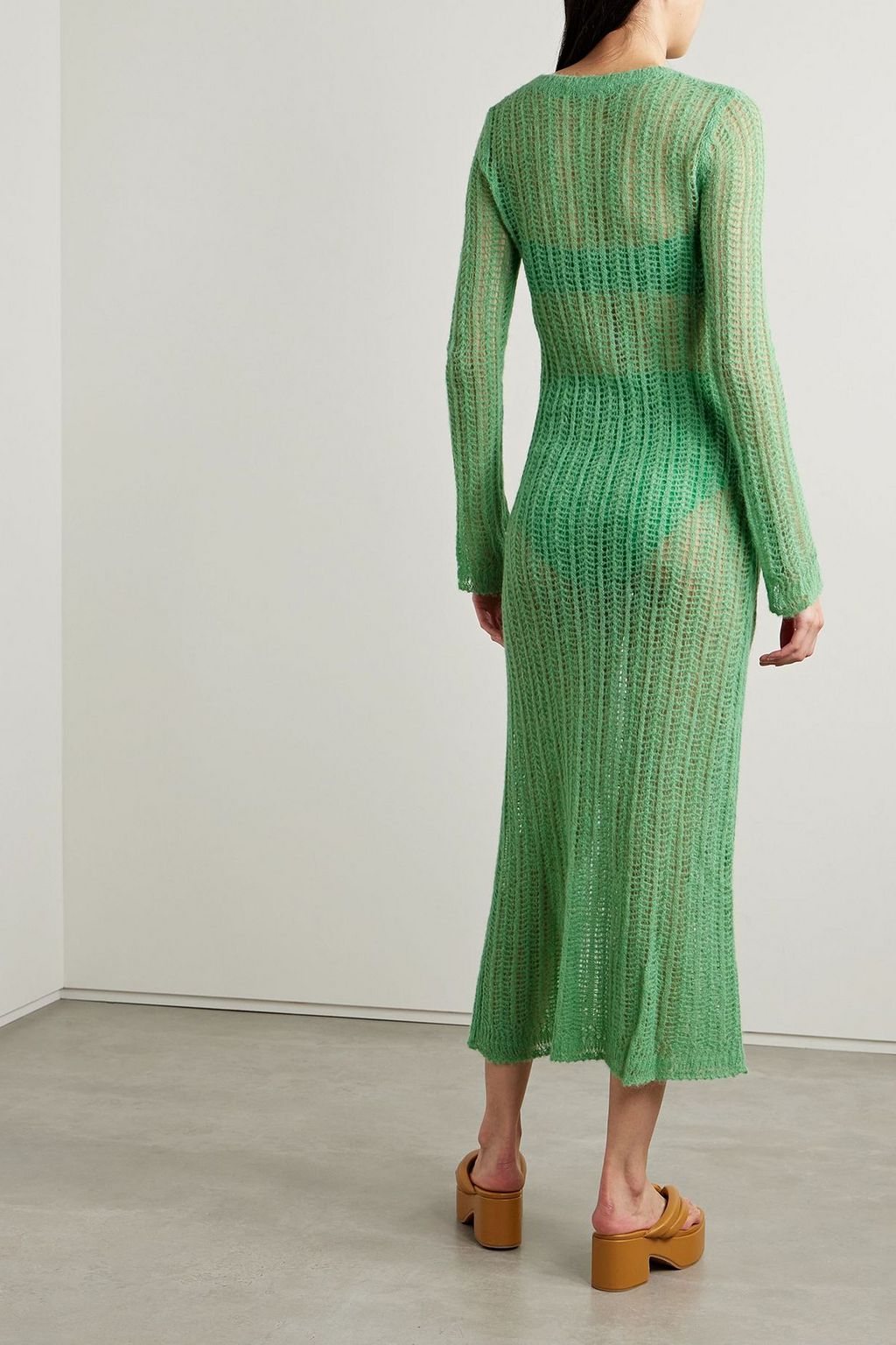 STELLA MCCARTNEY Midikleid aus Lochstrick aus einer Alpakamischung