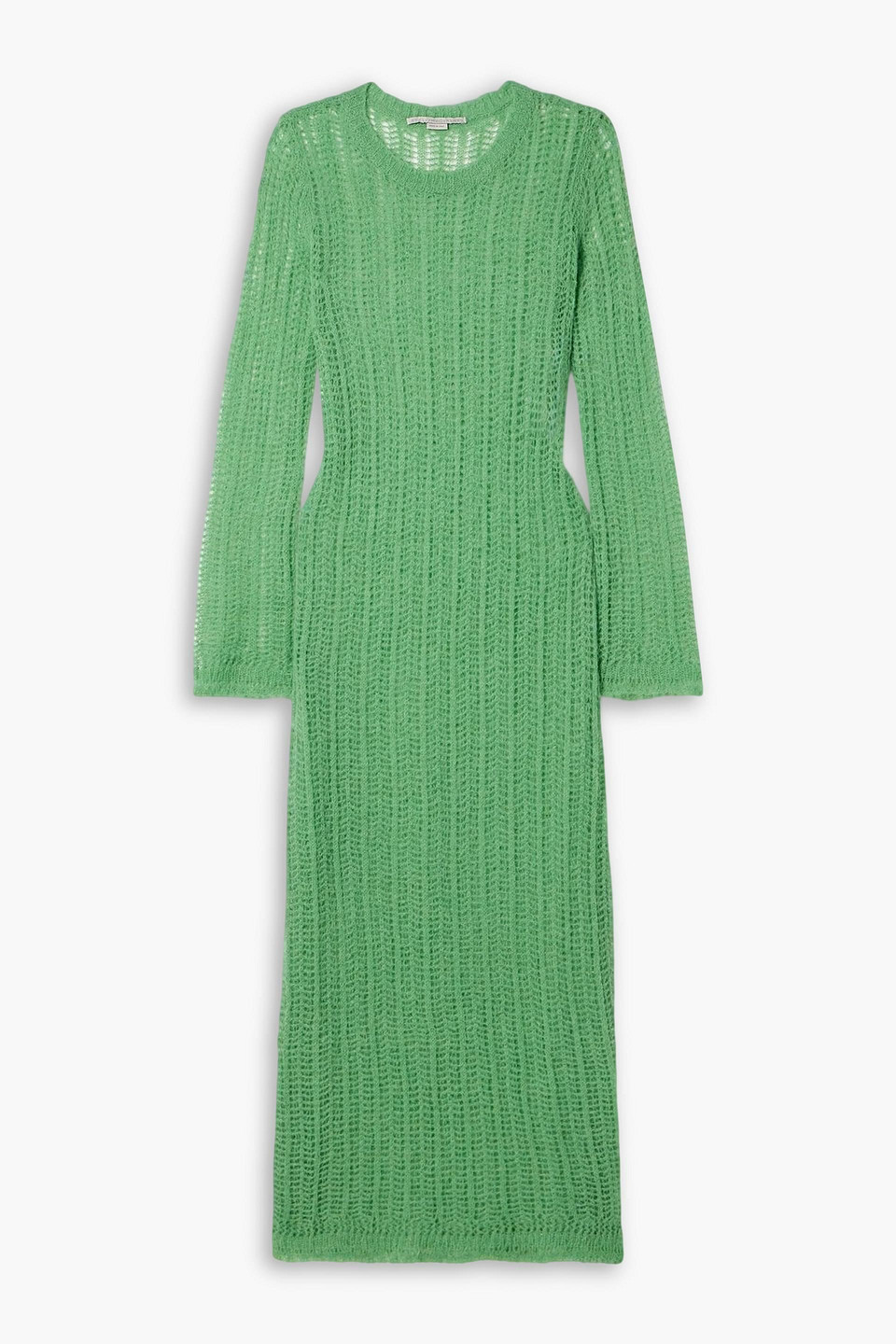 stella mccartney - open-knit alpaca-blend midi dress - green - xxs