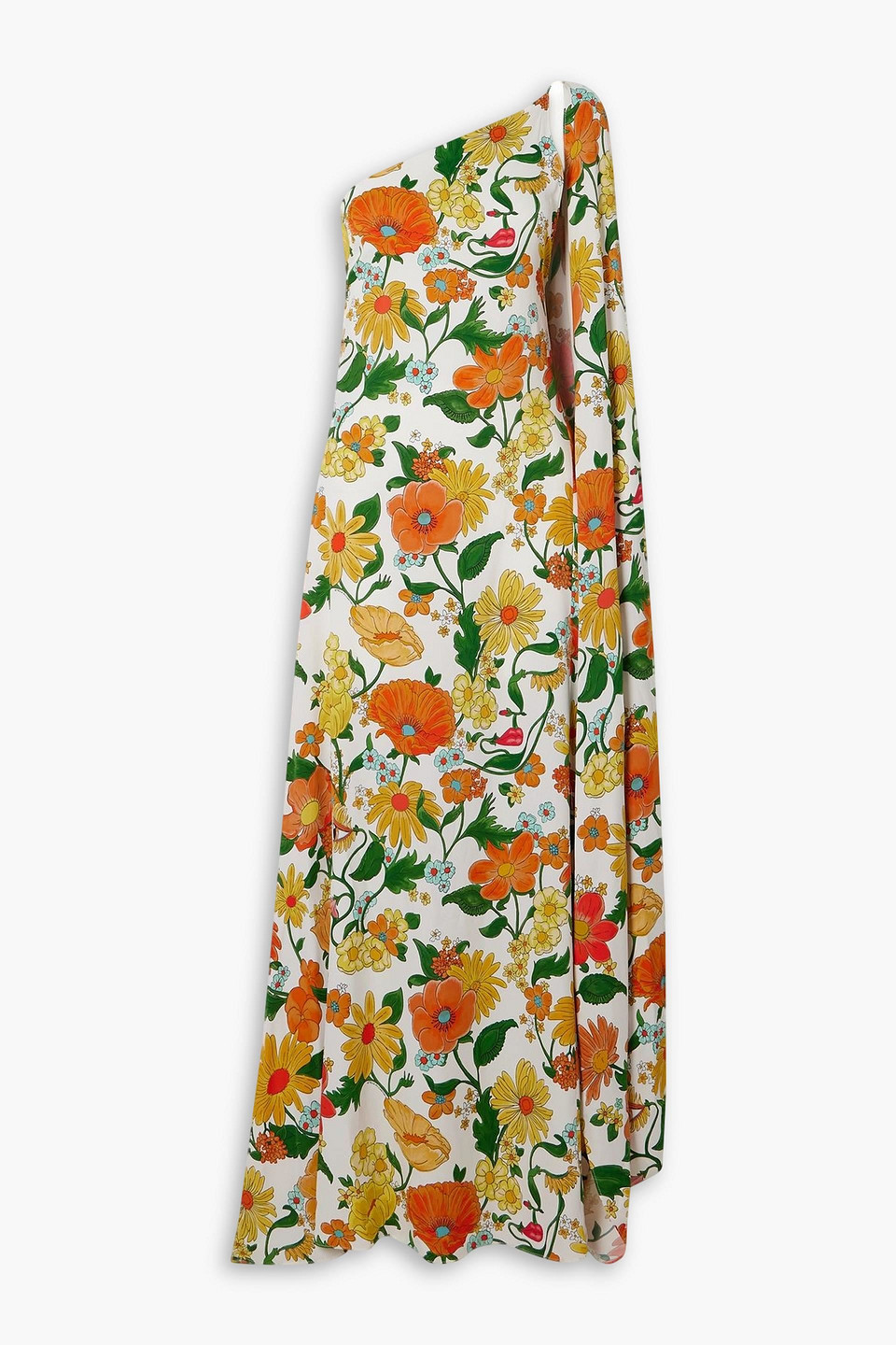 stella mccartney - one-shoulder open-back floral-print twill maxi dress - multicolor - it 38