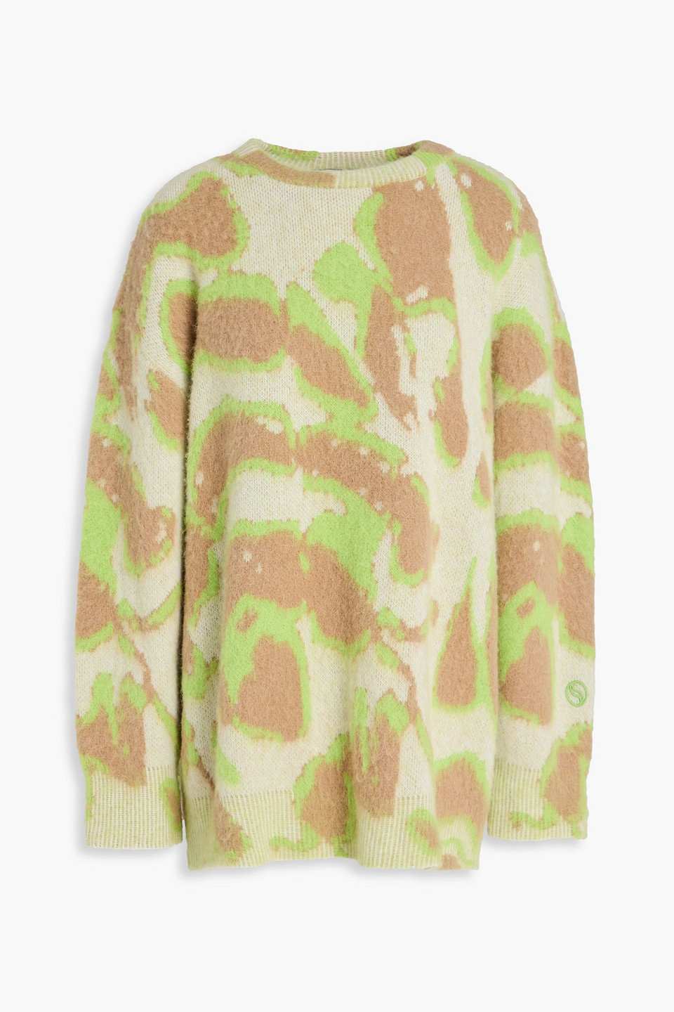 Stella Mccartney Jacquard-knit Alpaca And Wool-blend Sweater In Green