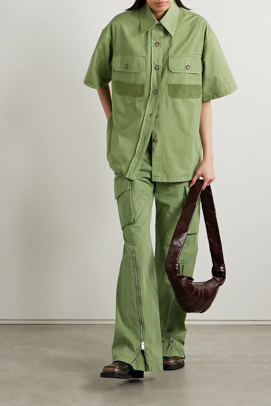 STELLA MCCARTNEY コットンツイル シャツ コーデュロイトリム