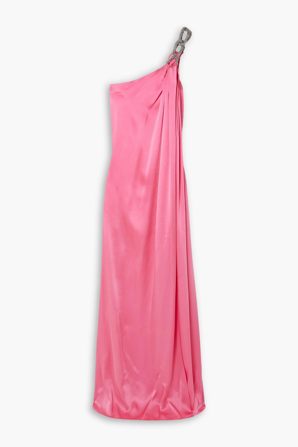 Stella Mccartney Falabella One-shoulder Crystal-embellished Satin Gown In Pink