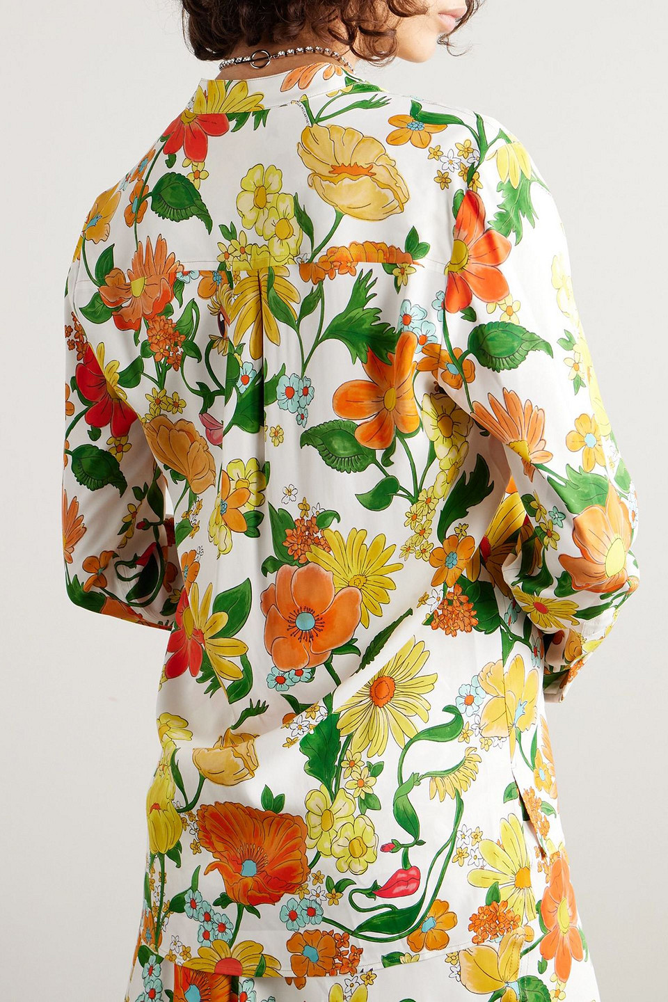  Stella Mccartney - Hemd Aus Twill Mit Floralem Print - Orange - It 36 