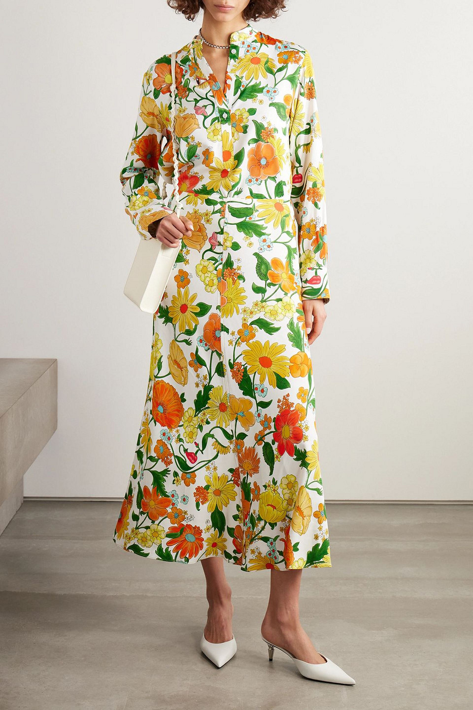 Stella Mccartney - Hemd Aus Twill Mit Floralem Print - Orange - It 36 