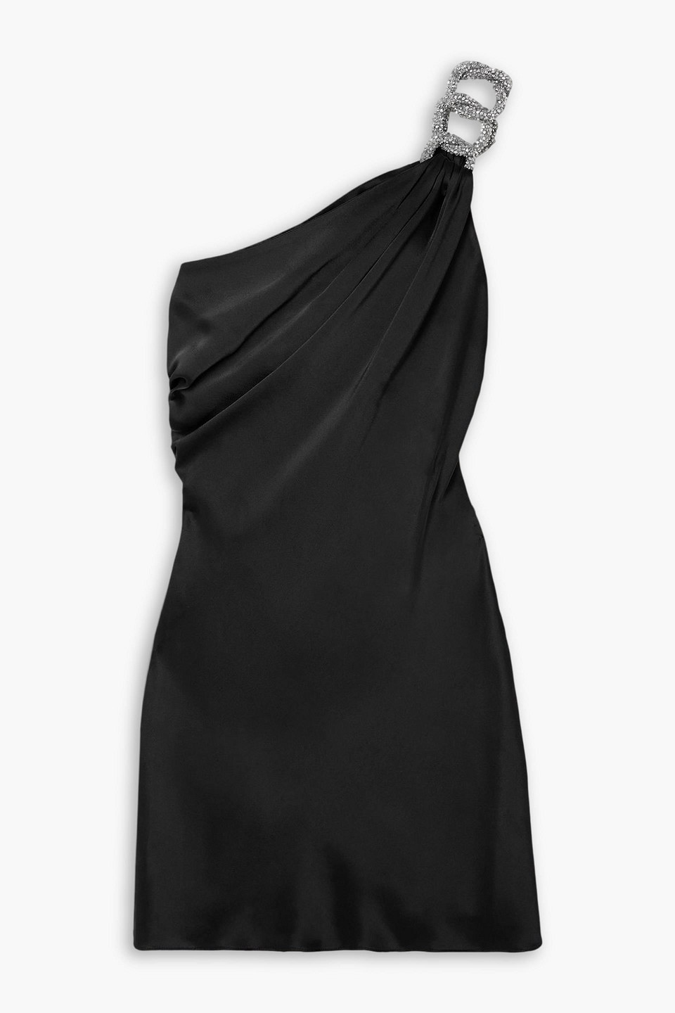 stella mccartney - falabella one-shoulder crystal-embellished satin mini dress - black - it 38