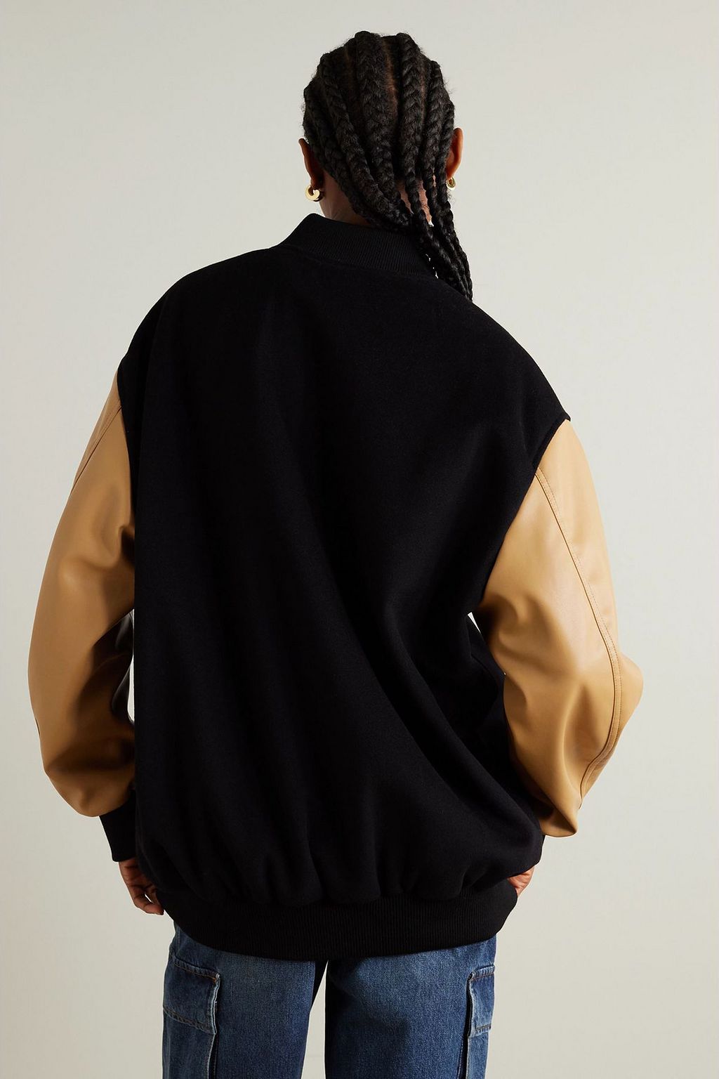 STELLA MCCARTNEY Letterman oversized embroidered wool bomber jacket