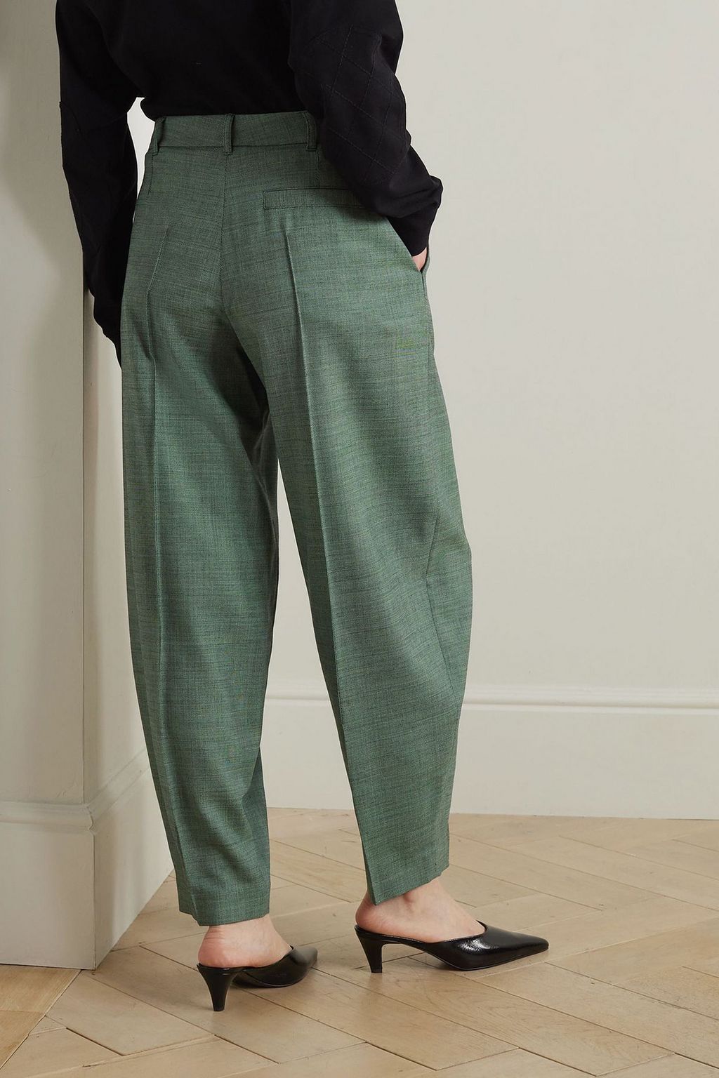 STELLA MCCARTNEY Pleated stretch-wool tapered pants