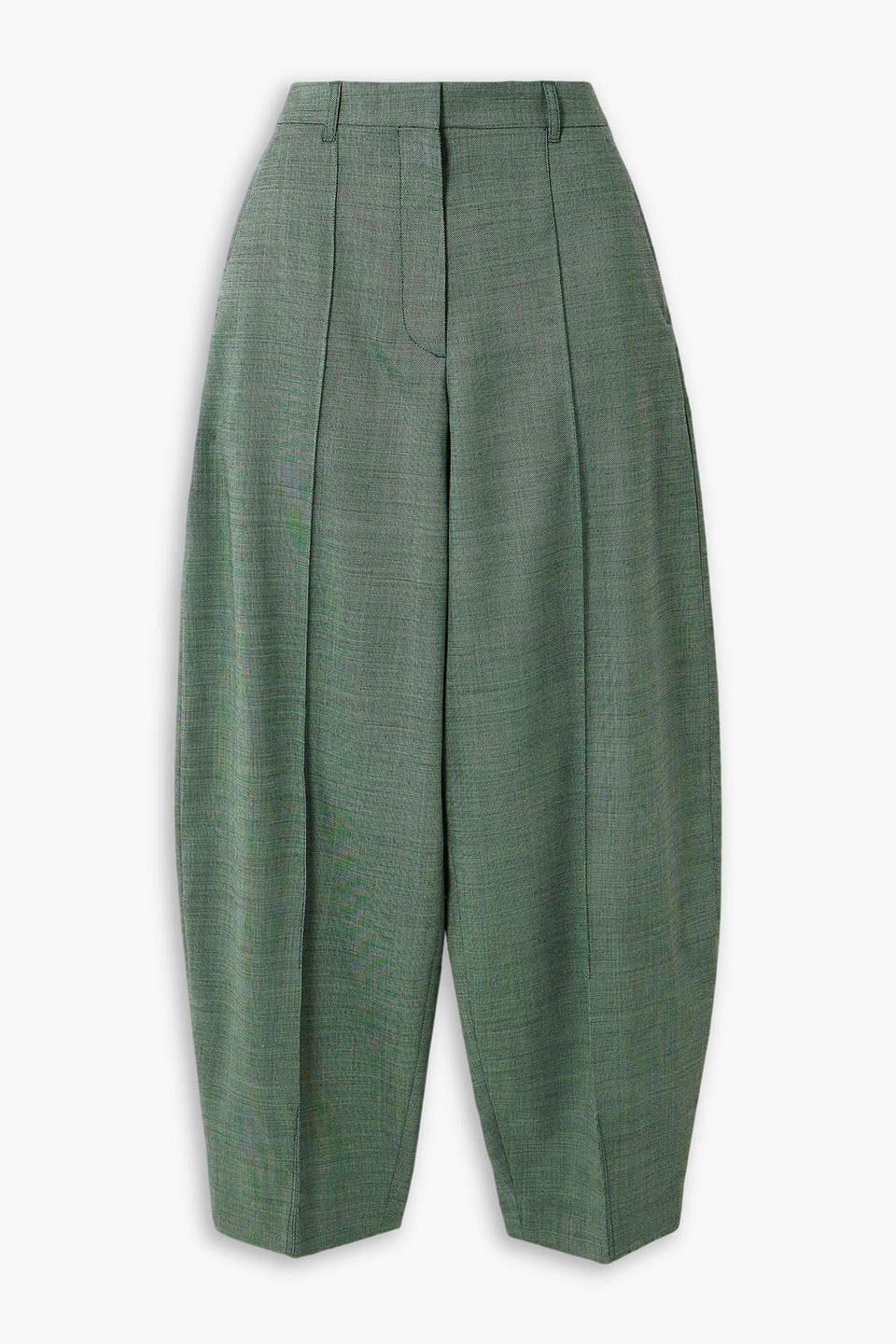 Stella Mccartney Pleated Stretch-wool Tapered Pants In Green