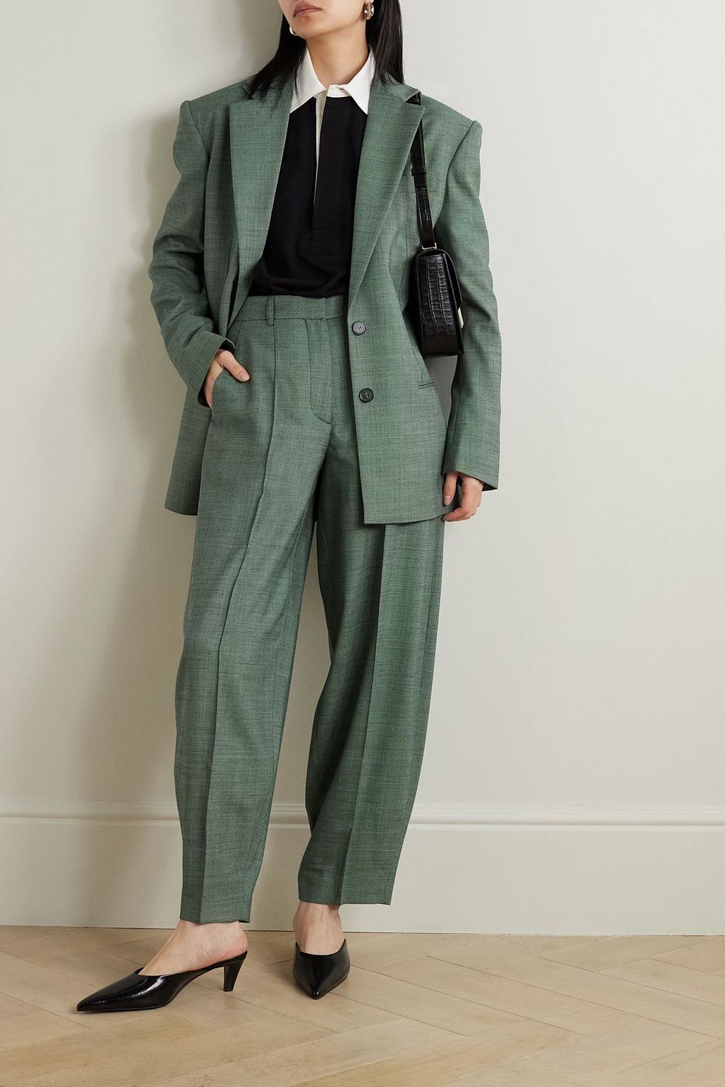 STELLA MCCARTNEY Pleated stretch-wool tapered pants