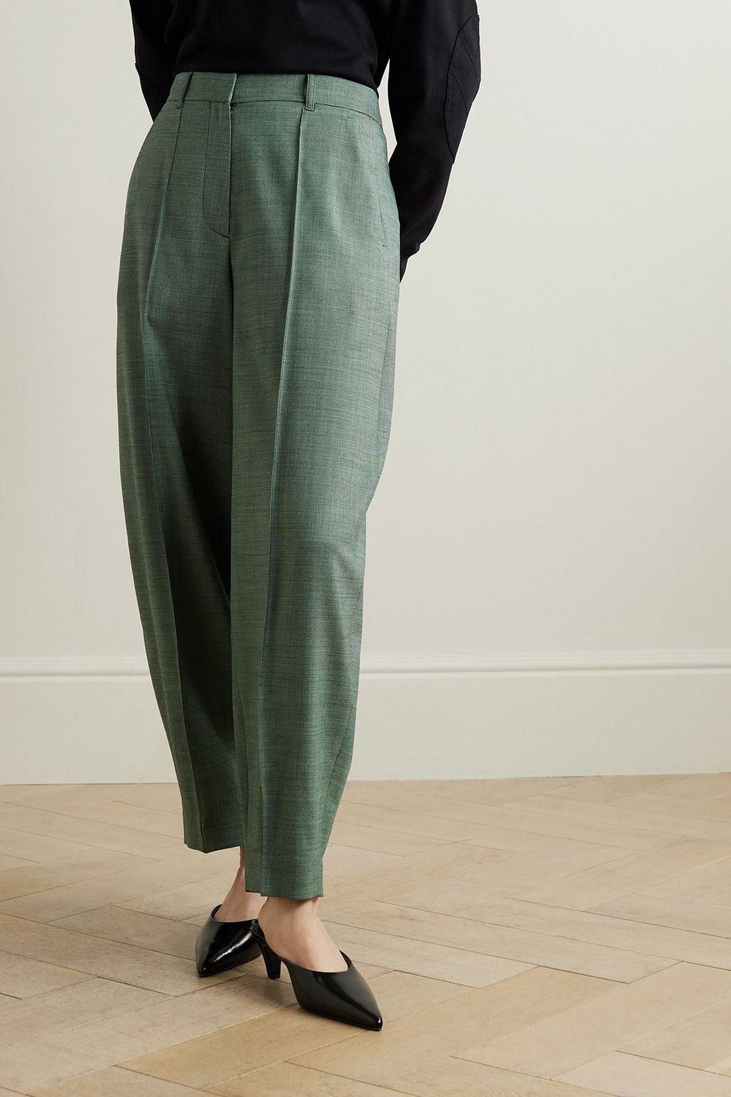 STELLA MCCARTNEY Pleated stretch-wool tapered pants