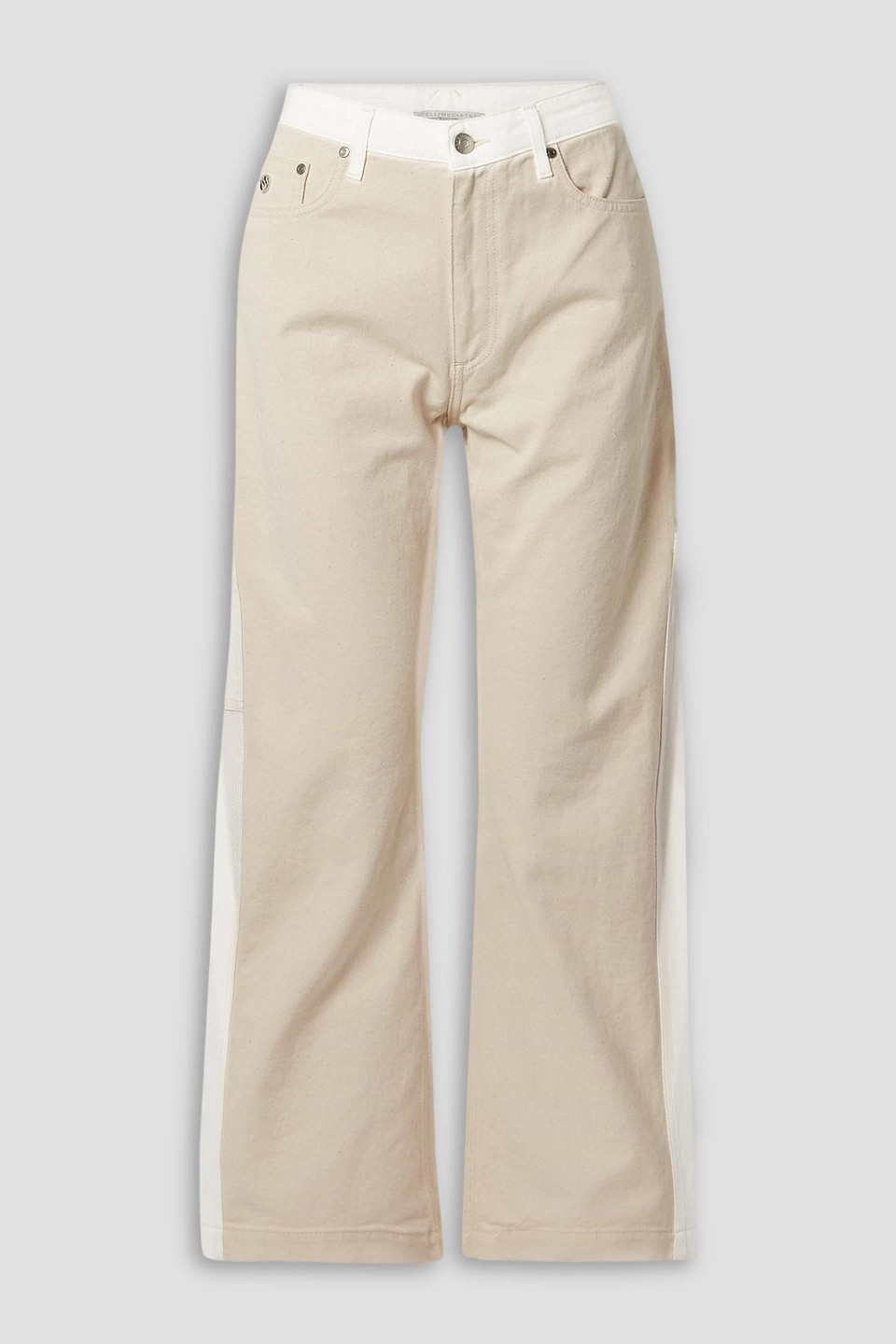 stella mccartney - cropped two-tone high-rise wide-leg jeans - neutral - 24