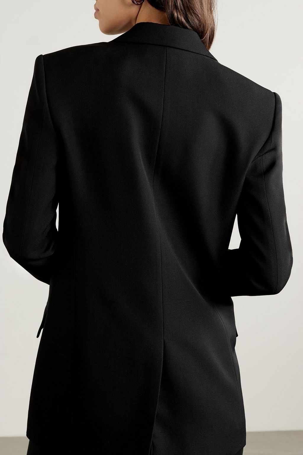 STELLA MCCARTNEY Double-breasted satin-trimmed grain de poudre wool blazer