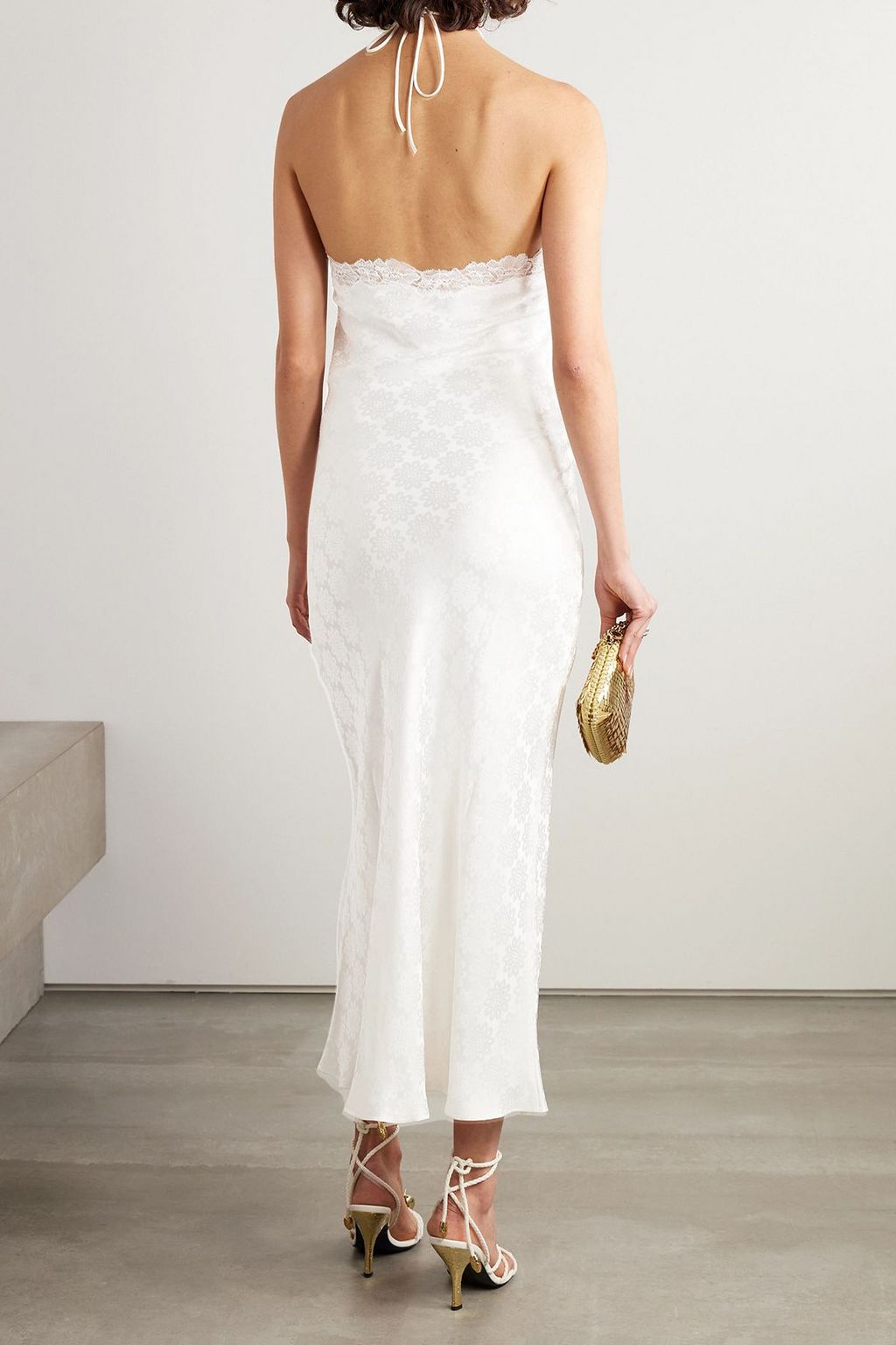 STELLA MCCARTNEY Lace-trimmed jacquard halterneck maxi dress