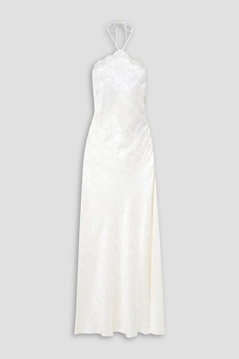 Stella Mccartney Lace-trimmed Jacquard Halterneck Maxi Dress In White