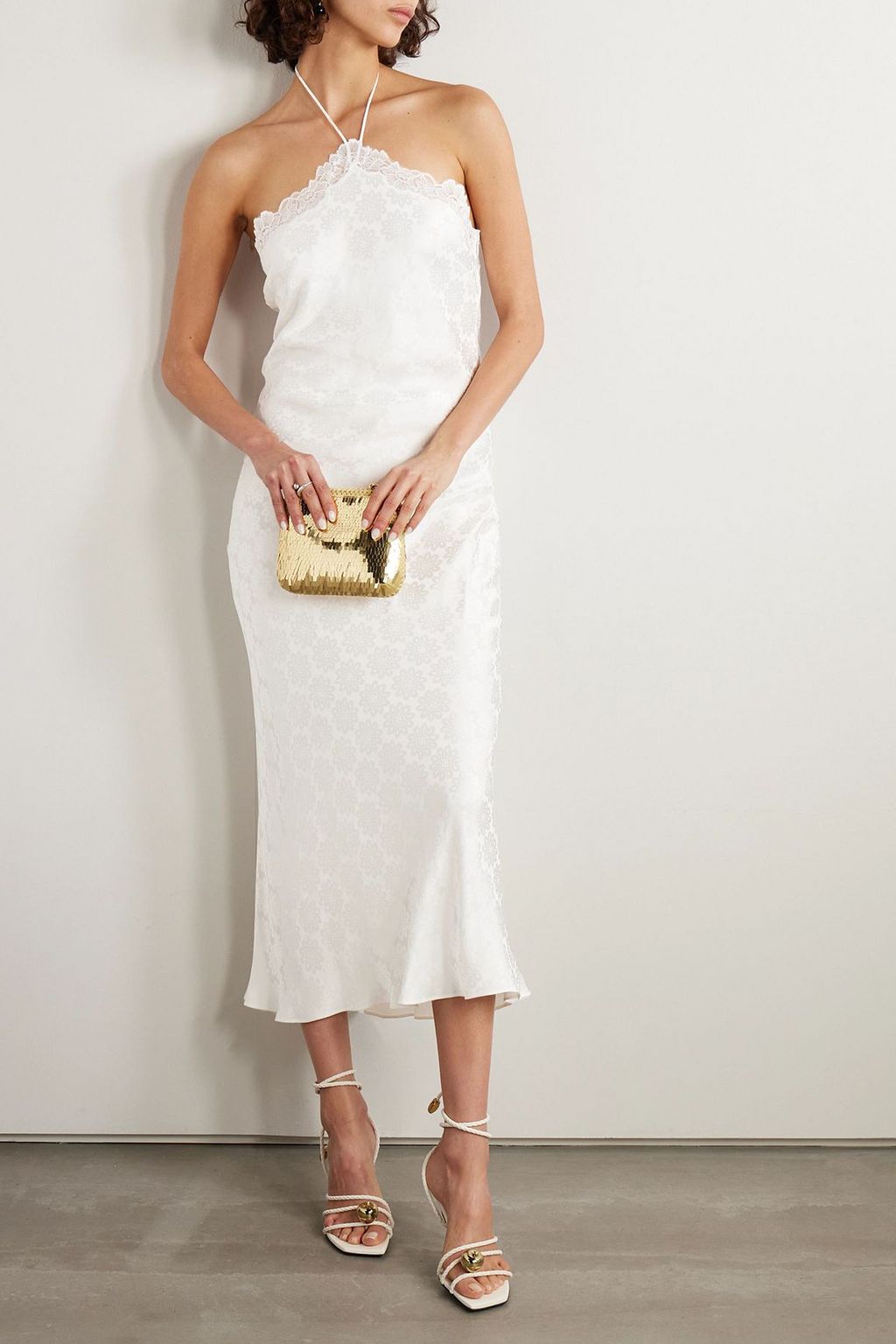 STELLA MCCARTNEY Lace-trimmed jacquard halterneck maxi dress