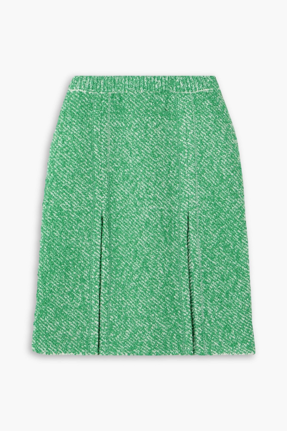 Stella Mccartney Cotton-blend Bouclé-tweed Mini Skirt In Green