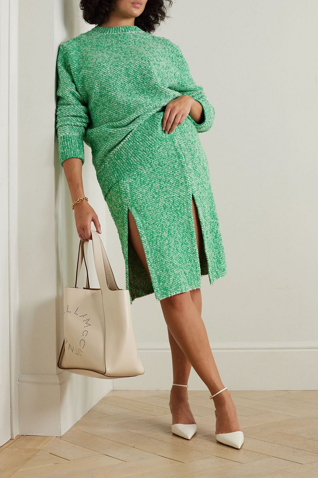 STELLA MCCARTNEY Cotton-blend bouclé-tweed mini skirt