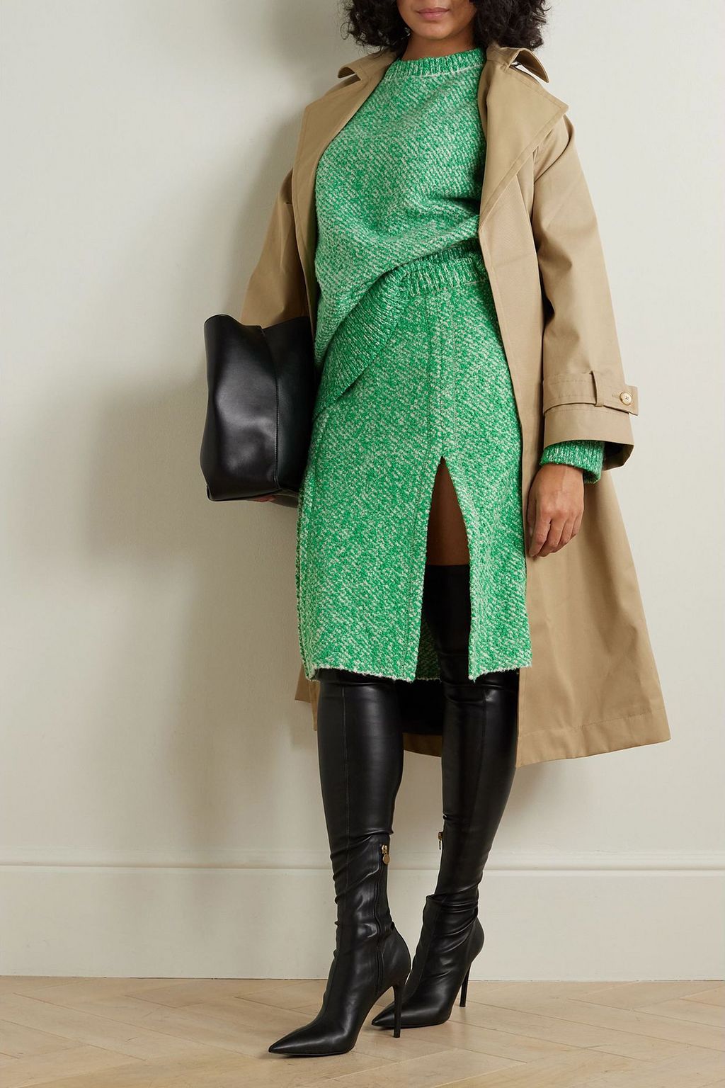 STELLA MCCARTNEY Cotton-blend bouclé-tweed mini skirt