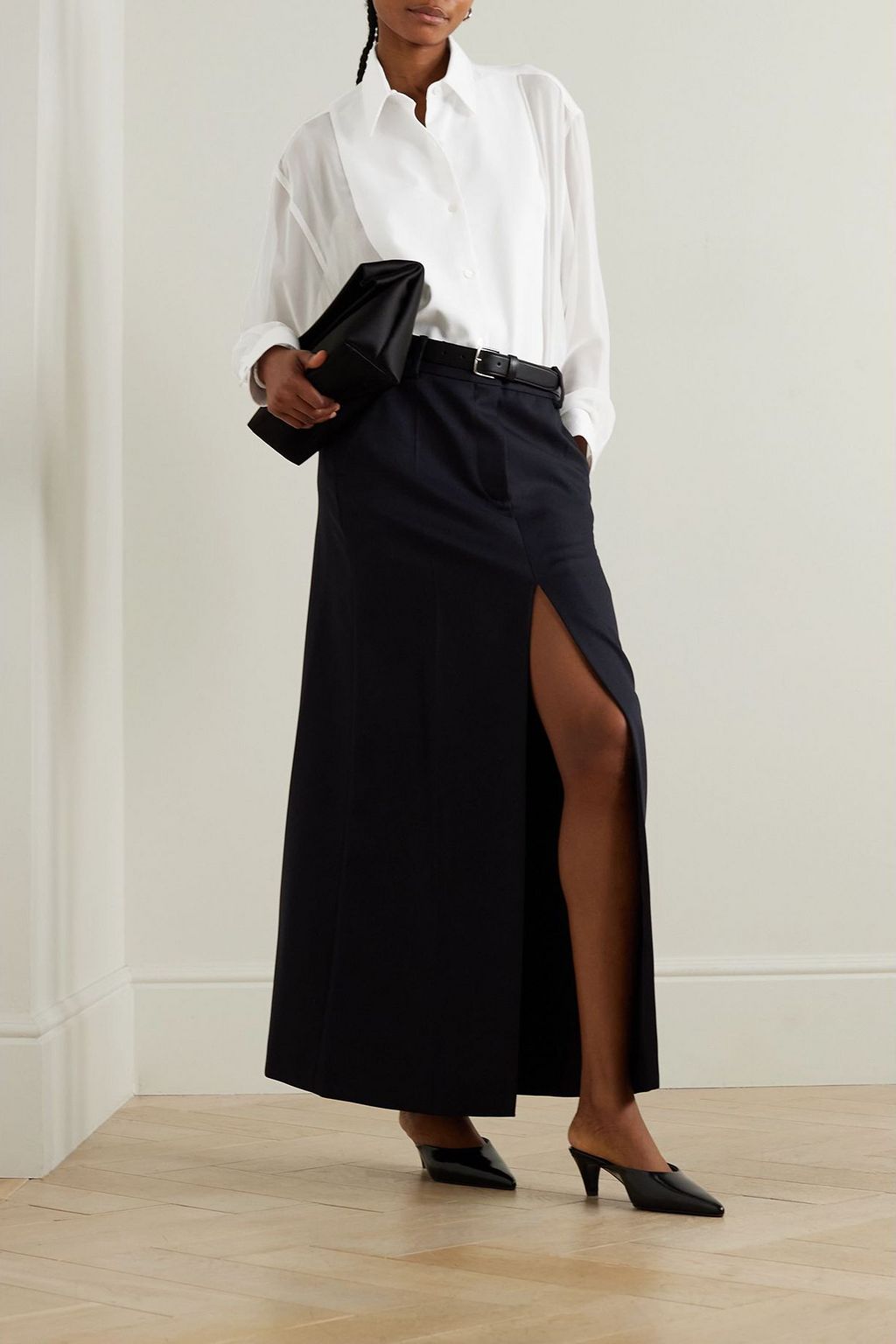 STELLA MCCARTNEY Paneled cotton-piqué and silk-chiffon shirt | THE