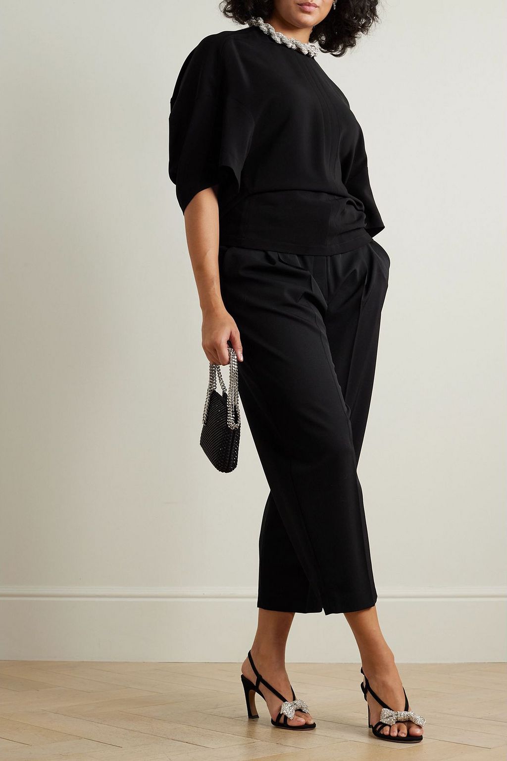 STELLA MCCARTNEY Falabella crystal-embellished stretch-cady top