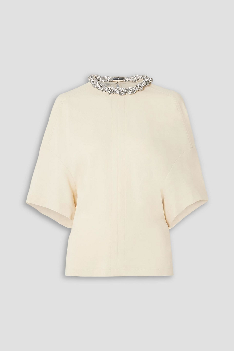 stella mccartney - falabella crystal-embellished paneled stretch-cady top - white - it 48