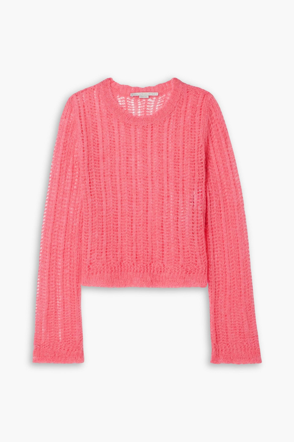 Stella Mccartney Open-knit Brushed Alpaca-blend Sweater In Pink