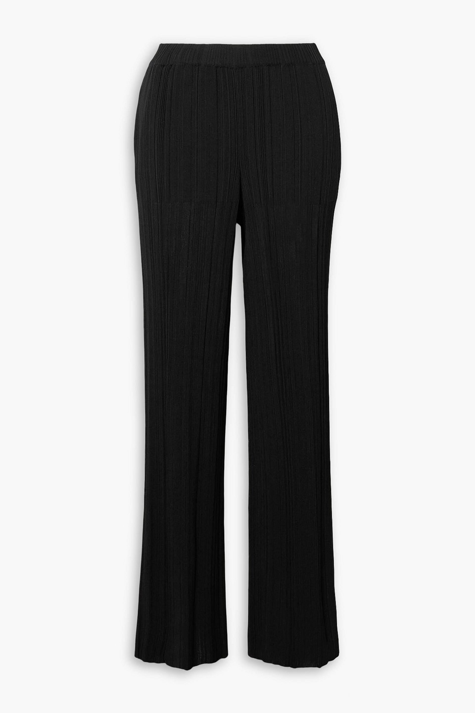 Stella Mccartney Plissé-knit Straight-leg Pants In Black