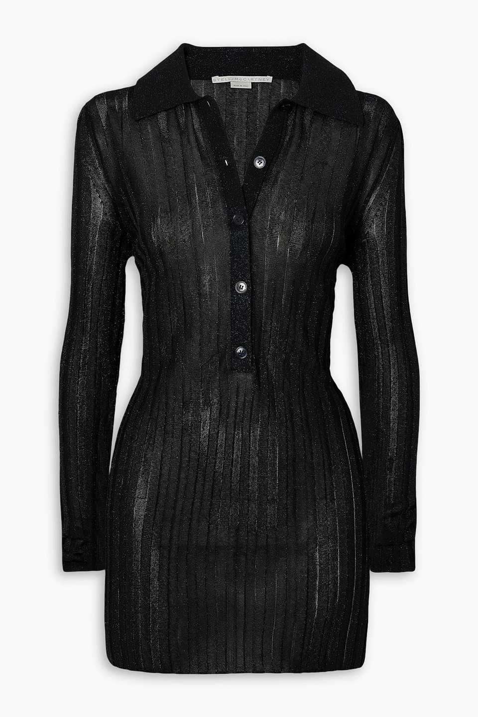 stella mccartney - metallic ribbed lurex top - black - s