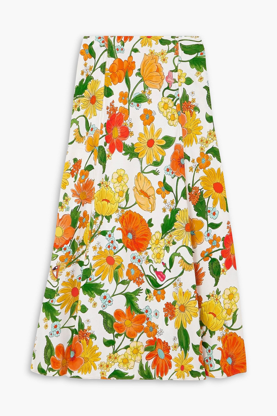 Stella Mccartney Floral-print Twill Midi Skirt In White
