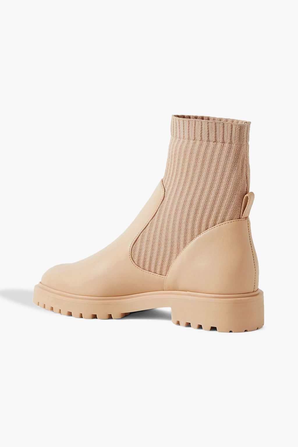 PORTE & PAIRE Leather and ribbed-knit ankle boots