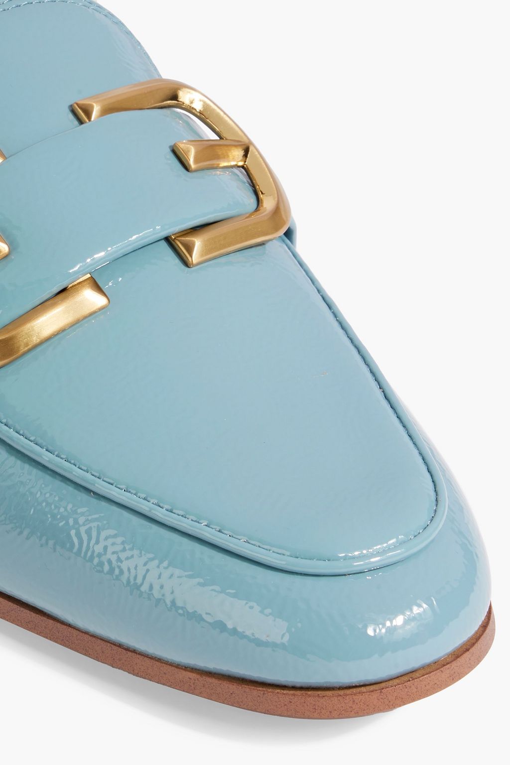 SAM EDELMAN Leonie buckle-embellished faux patent-leather loafers