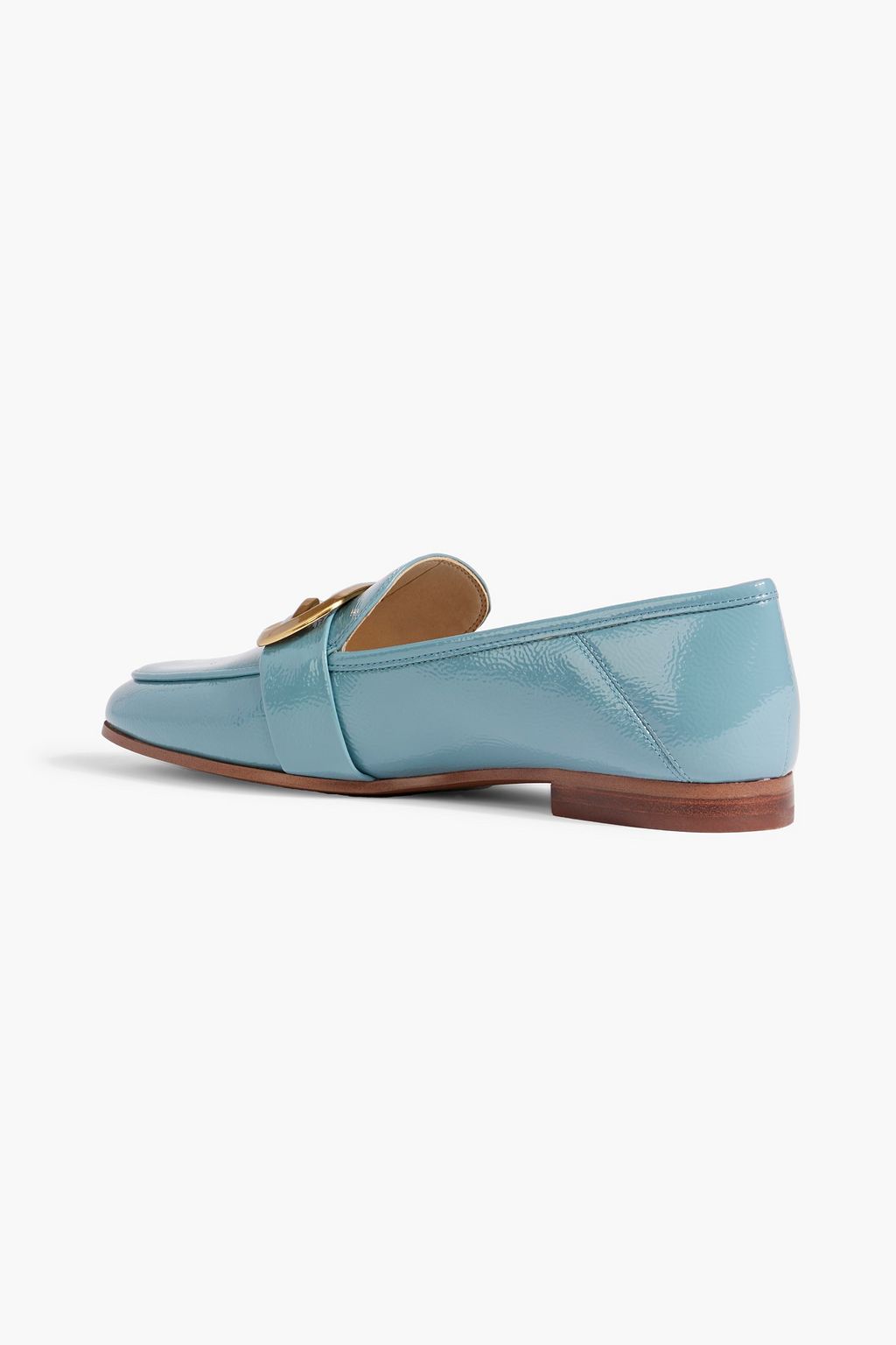 SAM EDELMAN Leonie buckle-embellished faux patent-leather loafers