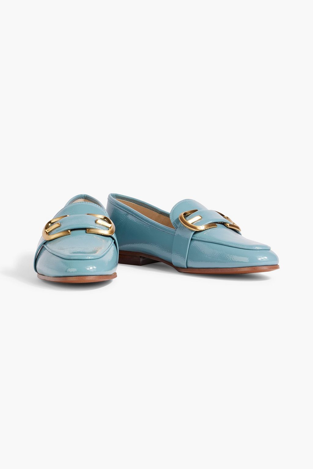 SAM EDELMAN Leonie buckle-embellished faux patent-leather loafers