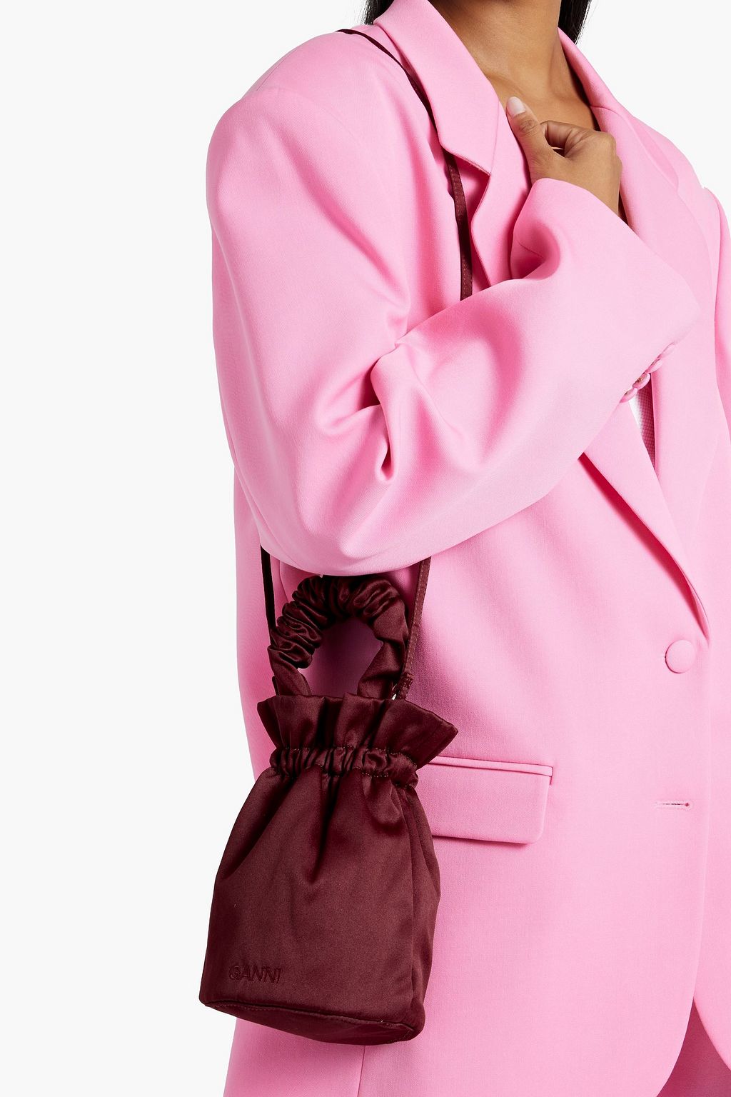 GANNI Occasion satin bucket bag