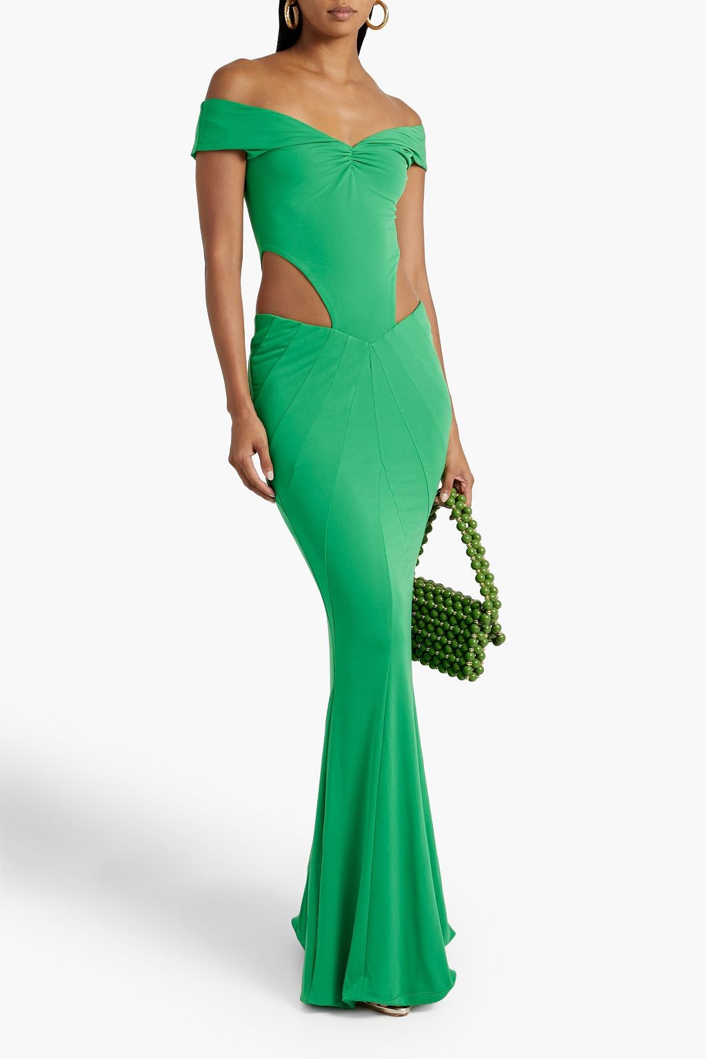 RETROFÊTE Giada off-the-shoulder cutout jersey gown